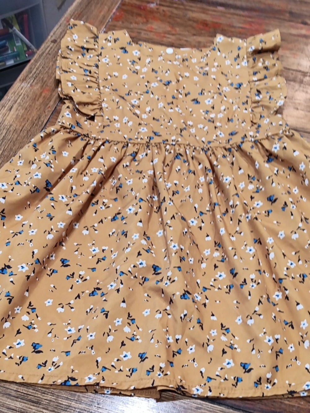 Girls' Floral Ruffle Sundress in Mustard